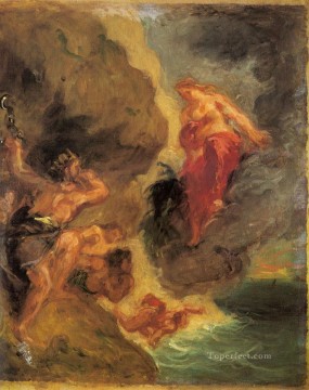 winter Oil Painting - Winter Juno And Aeolus Romantic Eugene Delacroix